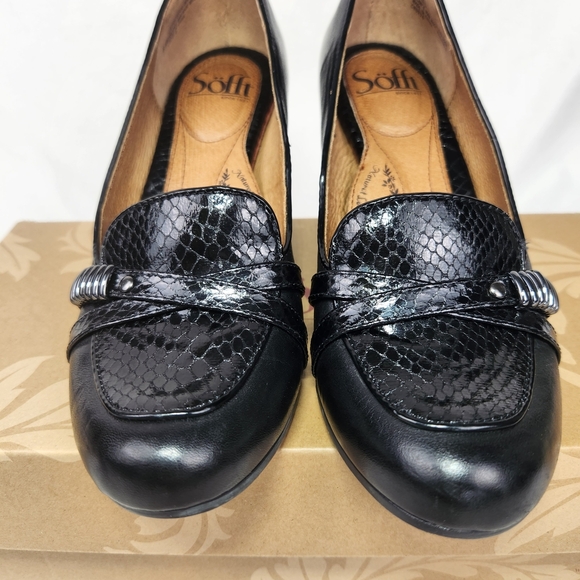 Sofft Black Heels 3" Size 6.5 Loafer Style - Picture 5 of 13